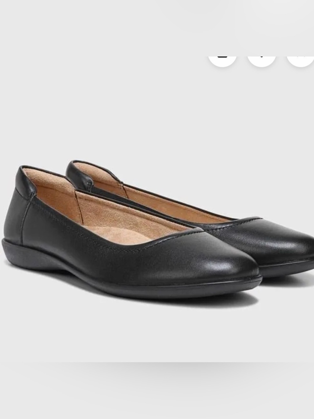 Naturalizer Black Leather Slip-On Ballet Flats